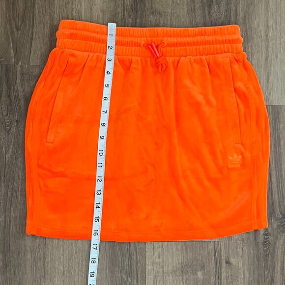 ADIDAS X Jeremy Scott Velour Mini Skirt Orange Y2K Collab Sz M - Picture 8 of 12